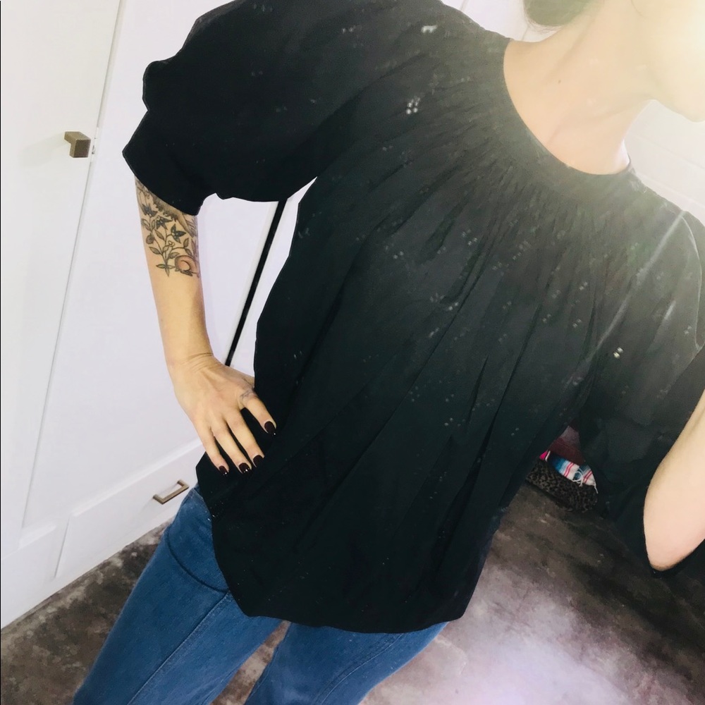 H&M Brand ARKET Black Ruched Blouse, Cotton.
